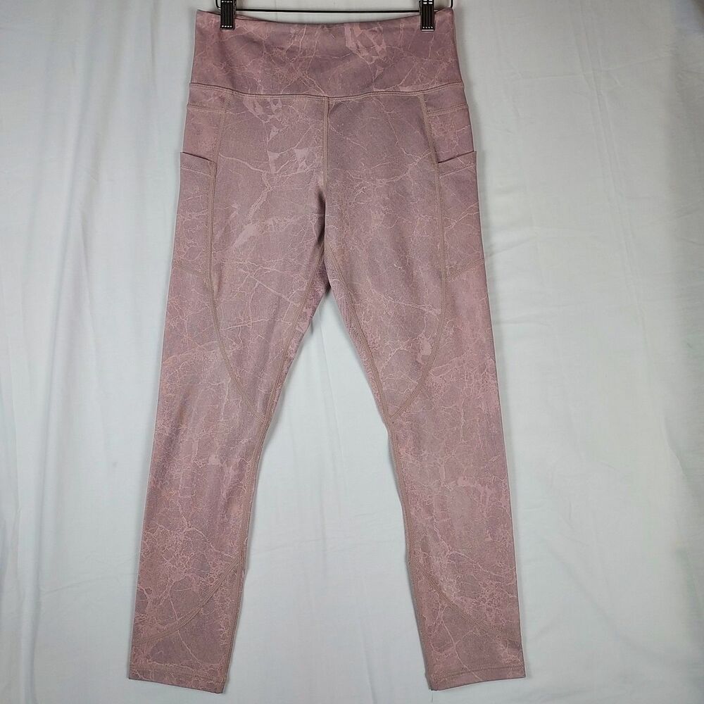 ZYIA Active Pink Marble Print Legging 6-8 Performance Stretch Yoga/Gym